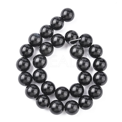 Natural Obsidian Beads Strands X-G-G099-14mm-24-1