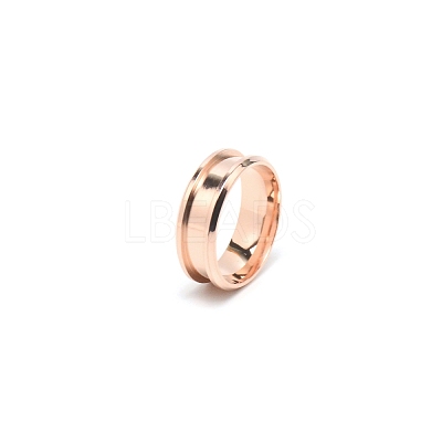 201 Stainless Steel Grooved Finger Ring Settings STAS-TAC0002-57D-RG-1