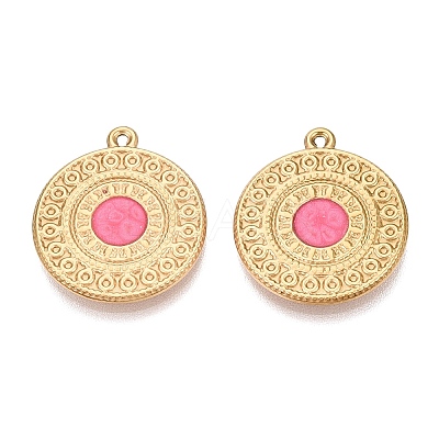 303 Stainless Steel Enamel Pendants STAS-Q110-39G-04-1