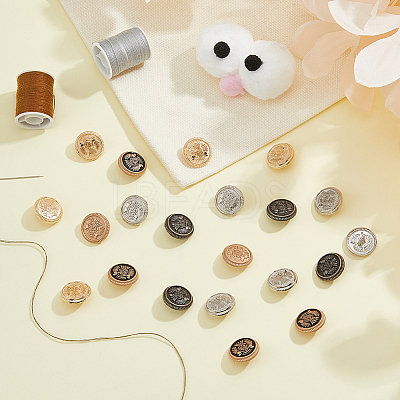 40Pcs 5 Styles 1-Hole Alloy Shank Buttons FIND-DC0005-77A-1