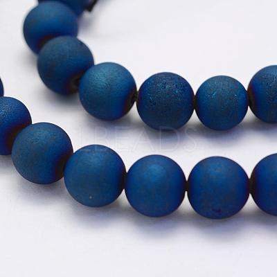 Electroplate Natural Druzy Agate Beads Strands G-G708-10mm-03-1