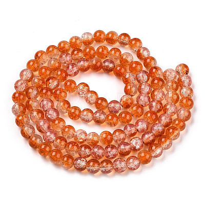 Transparent Crackle Baking Paint Glass Beads Strands DGLA-T003-01C-11-1