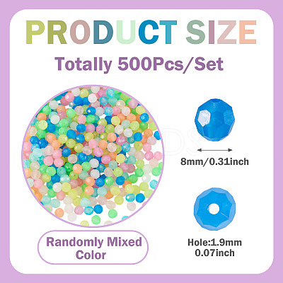 500Pcs Luminous PS Plastic Beads FIND-TA00009-13A-1