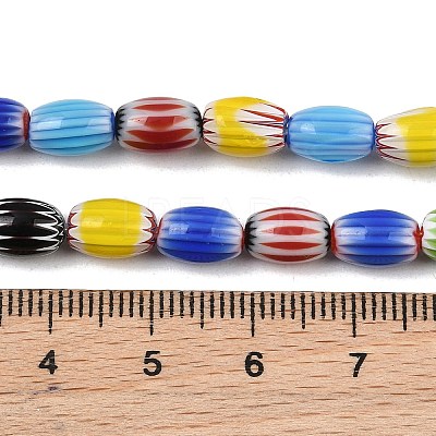 Handmade Millefiori Glass Oval Beads Strands LK-Z001-02A-07-1