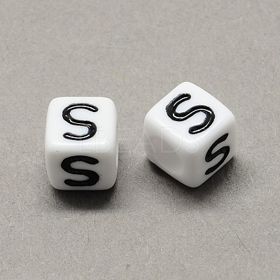 Large Hole Acrylic Letter European Beads LS-X-SACR-Q103-6mm-01S-1