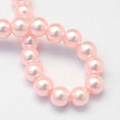 Baking Paint Pearlized Glass Pearl Round Bead Strands X-HY-Q003-6mm-70-1