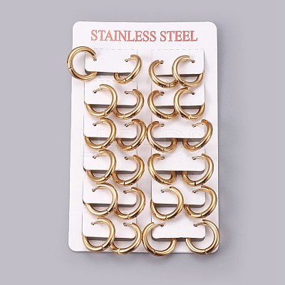 Ion Plating(IP) 304 Stainless Steel Huggie Hoop Earrings X-EJEW-O087-06B-1