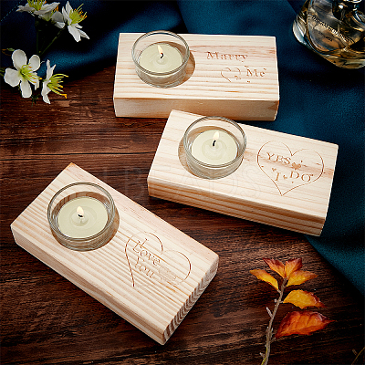 Natural Pine Wood Candle Holder AJEW-GA0002-71A-1