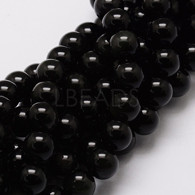 Natural Obsidian Round Beads Strands X-G-E329-4mm-37-1