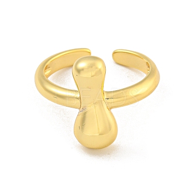 Brass Letter Open Cuff Rings for Women RJEW-G313-01I-G-1