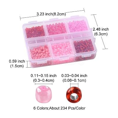 1404Pcs 6 Style 8/0 Glass Seed Round Beads SEED-FS0001-05-1