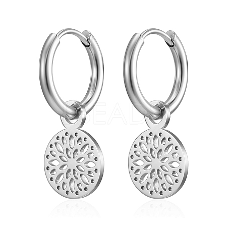 Stainless Steel Round Dangle Earrings for Women WC9613-2-1