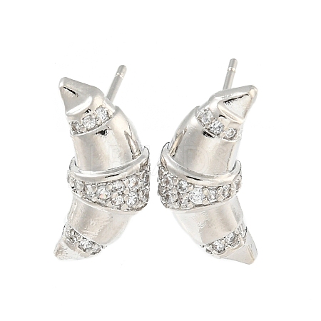Rack Plating Brass Micro Pave Cubic Zirconia Stud Earring EJEW-C102-15P-01-1