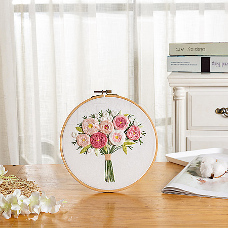 Flower Bouquet Pattern 3D Embroidery Starter Kits DIY-P077-074-1
