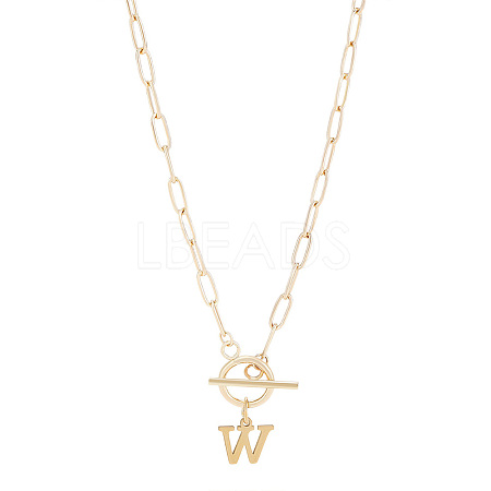 304 Stainless Steel Letter Pendant Necklaces NJEW-LP0001-52W-G-1