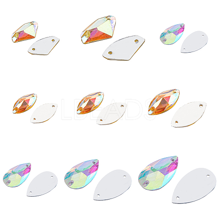 SUPERFINDINGS 300pcs 9 Style Resin Rhinestone Button RESI-FH0001-53-1