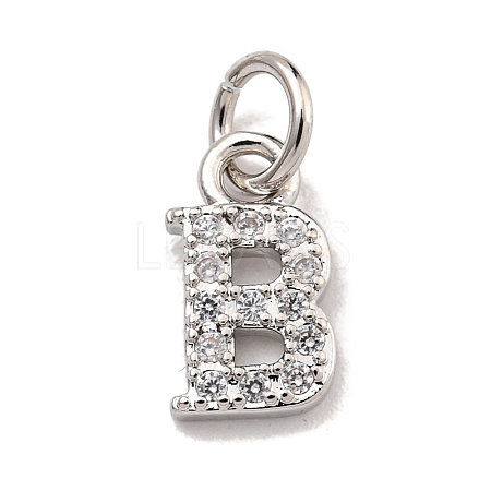 Initial Letter Brass with Cubic Zirconia Charms KK-Q814-26B-P-1