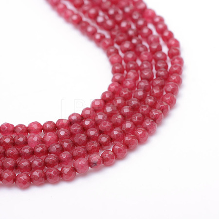 Faceted Round Dyed Natural White Jade Bead Strands X-G-R344-3mm-12-1