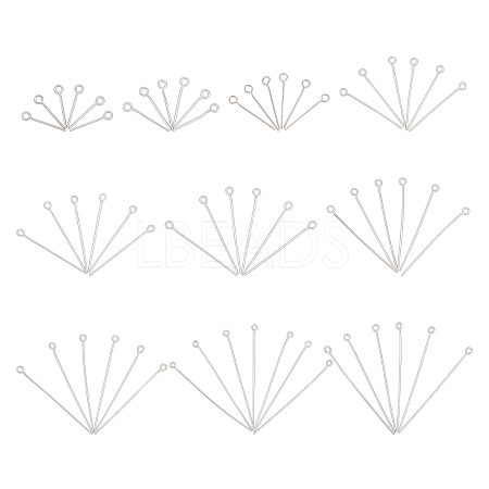 1000Pcs 10 Style 304 Stainless Steel Eye Pins STAS-UN0024-72-1