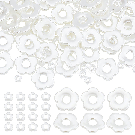 100Pcs 2 Style ABS Plastic Imitation Pearl Beads OACR-AR0001-11-1