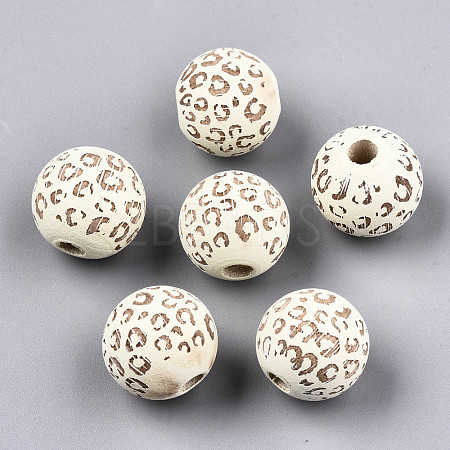 Painted Natural Wood Beads WOOD-T021-53B-12-1