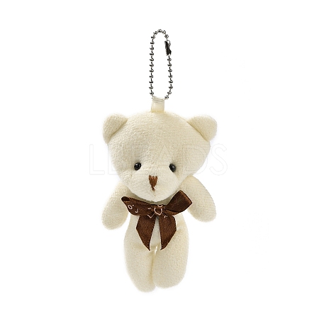 PP Cotton Mini Animal Plush Toys Bear Pendant Decoration HJEW-C002-03C-1