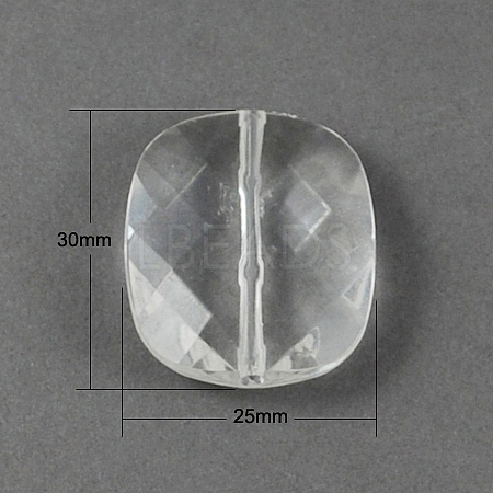 Transparent Clear Acrylic Faceted Rectangle Beads X-TACR-R074-901-1
