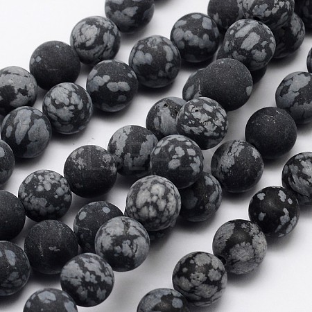 Natural Snowflake Obsidian Beads Strands G-D674-8mm-1