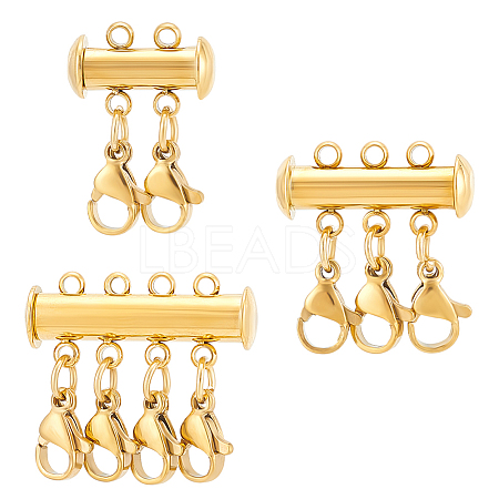 3Pcs 3 Styles 304 Stainless Steel Slide Lock Clasps FIND-UN00012-1