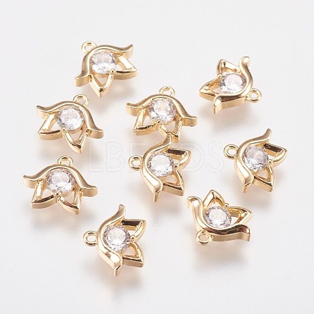 Brass Micro Pave Cubic Zirconia Charms KK-A144-003G-1