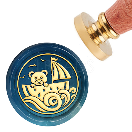 Brass Wax Seal Stamp with Handle AJEW-WH0184-0210-1