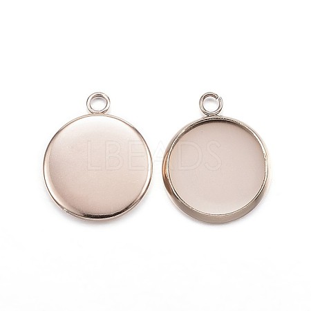 Ion Plating(IP) 304 Stainless Steel Pendant Cabochon Settings STAS-G127-13-12mm-RG-1
