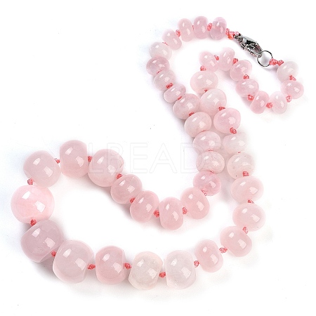 Natural Rose Quartz Rondelle Graduated Beaded Necklaces for Women Men NJEW-K388-02M-1