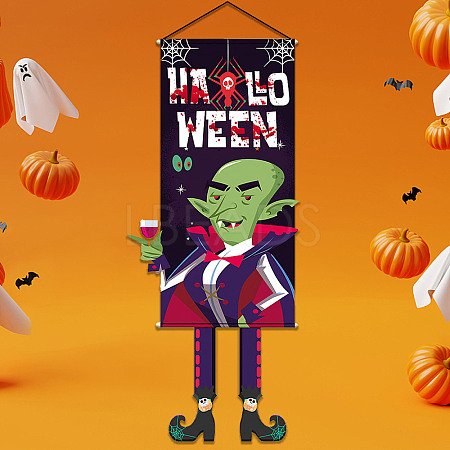 Halloween Theme Felt Cloth Hanging Door Signs HJEW-L027-A05-1