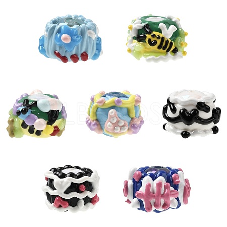 7Pcs 7 Styles Opaque Acrylic Beads ACRC-FS0001-04-1