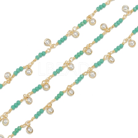 Handmade CCB Plastic Imitation Pearl Beaded Link Chains CHC-K011-24G-1