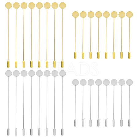 SUPERFINDINGS 32Pcs 4 Styles Brass Lapel Pin Base Settings KK-FH0006-58-1