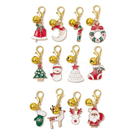 Christmas Alloy Enamel Pendants Decorations HJEW-JM01073-1