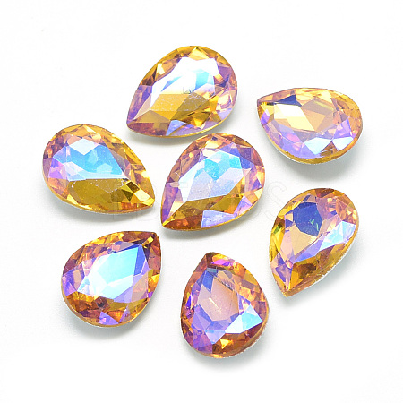 Pointed Back Glass Rhinestone Cabochons RGLA-T017-10x14mm-08-1