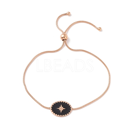 Enamel Oval with Star Link Slider Bracelet with Snake Chain for Women STAS-P302-11KCG-1