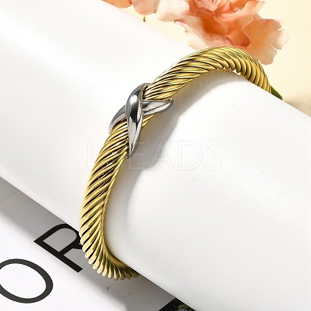 304 Stainless Steel Cuff Bangles BJEW-U021-02GS-1