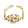 Clear Cubic Zirconia Oval Open Cuff Ring RJEW-G261-21G-1