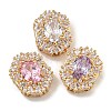 Oval Brass Micro Pave Cubic Zirconia Beads KK-U037-04G-01-1