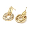 Square Brass Micro Pave Cubic Zirconia Stud Earrings for Women EJEW-E310-16G-2