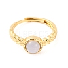 Round Natural Blue Lace Agate Adjustable Rings RJEW-Q817-03G-03-2