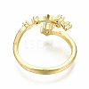 Brass Pave Clear Cubic Zirconia Cuff Rings X-RJEW-T016-01H-NF-2