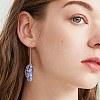 Natural Sodalite Bullet & Leaf Dangle Stud Earrings EJEW-PH01406-03-4