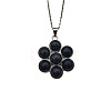 Synthetic Blue Goldstone Flower Pendant Necklace FO7861-8-1