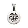 Flat Round with Flower 304 Stainless Steel Pendants STAS-M121-03P-1
