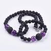 Natural Amethyst Beaded Necklaces & Stretch Bracelets Jewelry Sets SJEW-JS00918-05-1